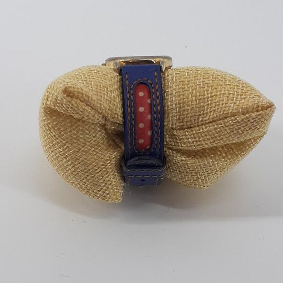 Vintage McKids Stainless Steel Back Japan Movt Blue Red Polkadot Time Child's - Picture 9 of 12